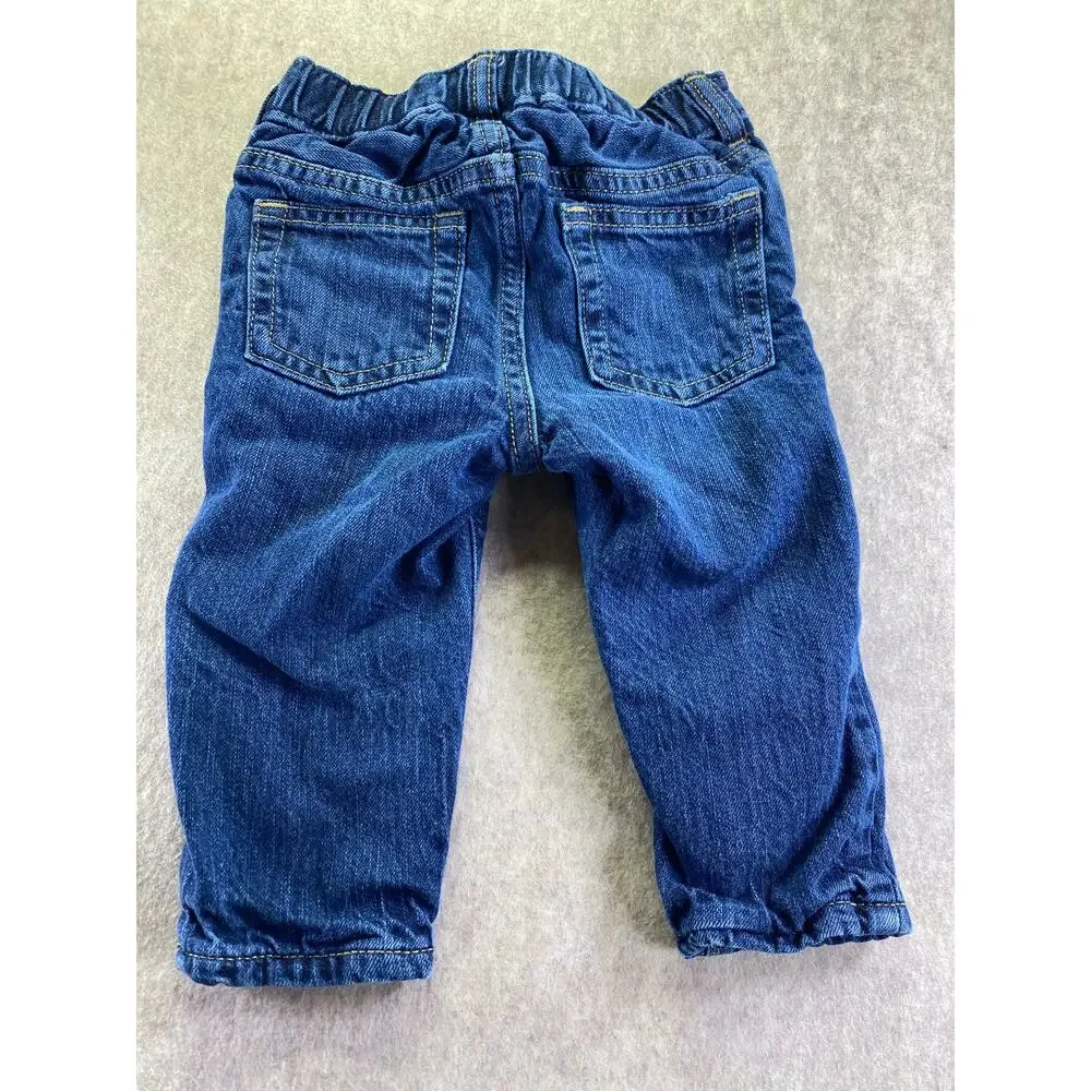 Gap Denim Plaid Lined Blue Jeans Size 6-12 Months